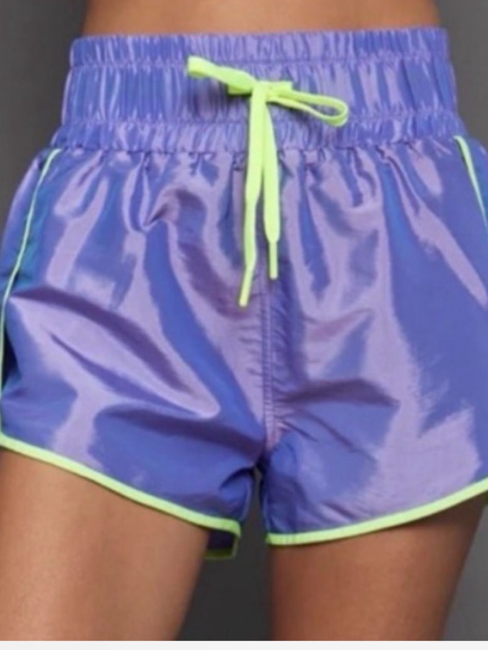 Carbon38 Purple Athletic Shorts with Neon Green Trim